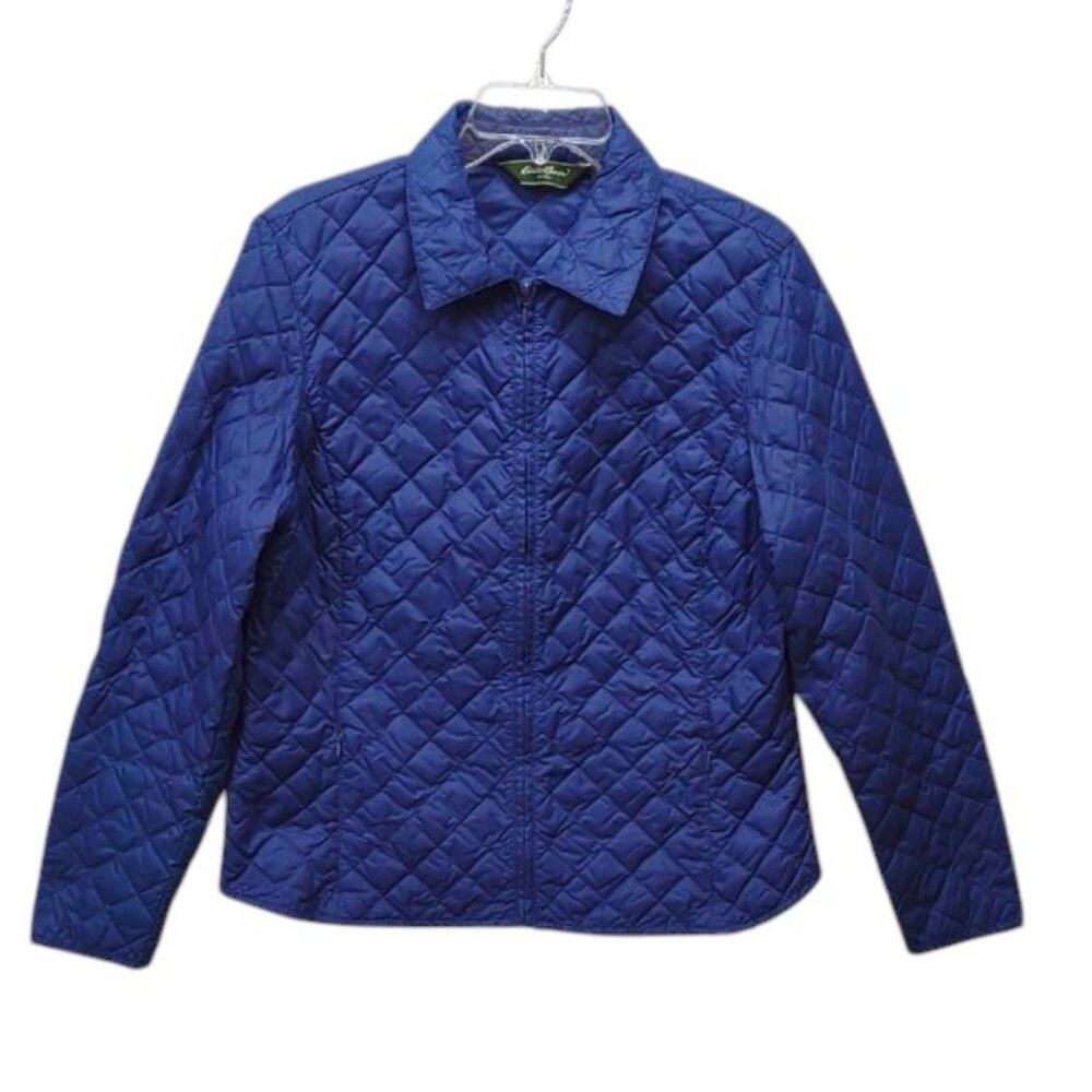 Eddie Bauer Women's Blue Puffer Lightweight Diamond Quilted Goose Down Jacket
